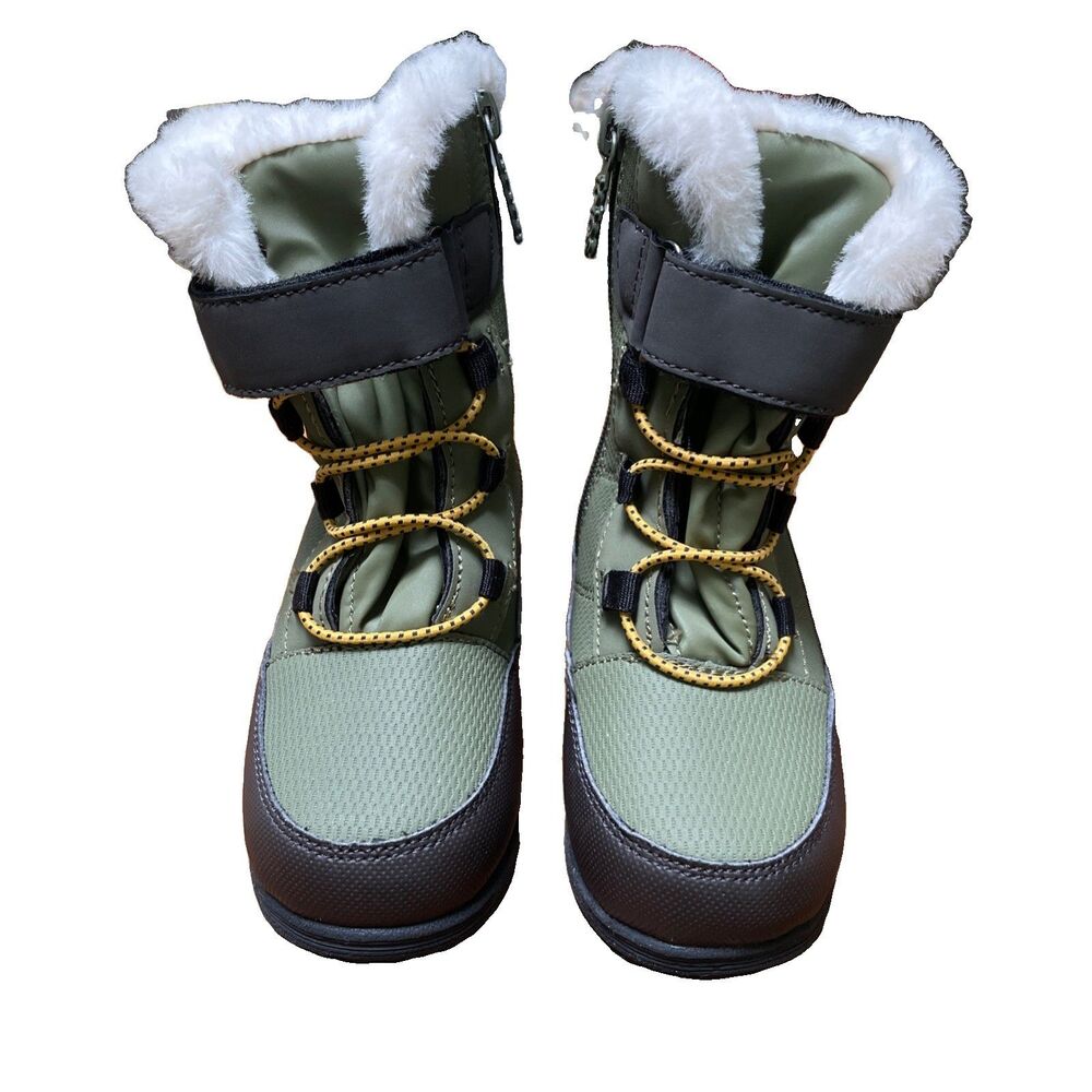 Totes Boy's Boots 9T Toddler Lil Gordon Olive Green Winter Snow Insulated Flat